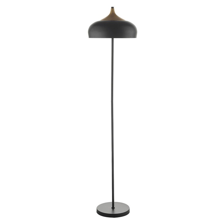 Dar Gaucho GAU4922 2 Light Floor Lamp In Matt Black & Wood Finish