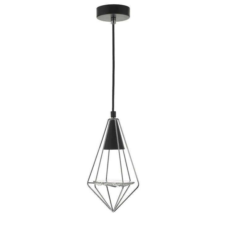 Dar Gianni GIA0150 Single Pendant In Matt Black & Polished Chrome Finish