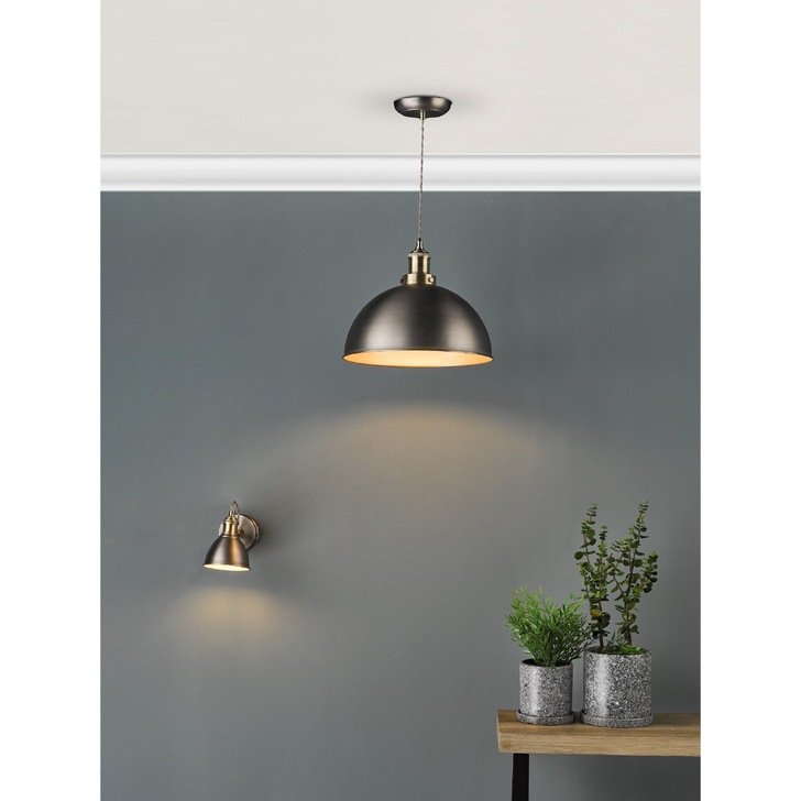 Dar Governor Single Pendant In Antique Chrome And Antique Brass Finishes