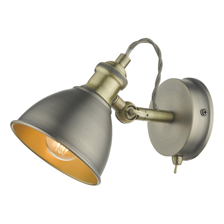 Dar Governor Single Spotlight In Antique Chrome And Antique Brass