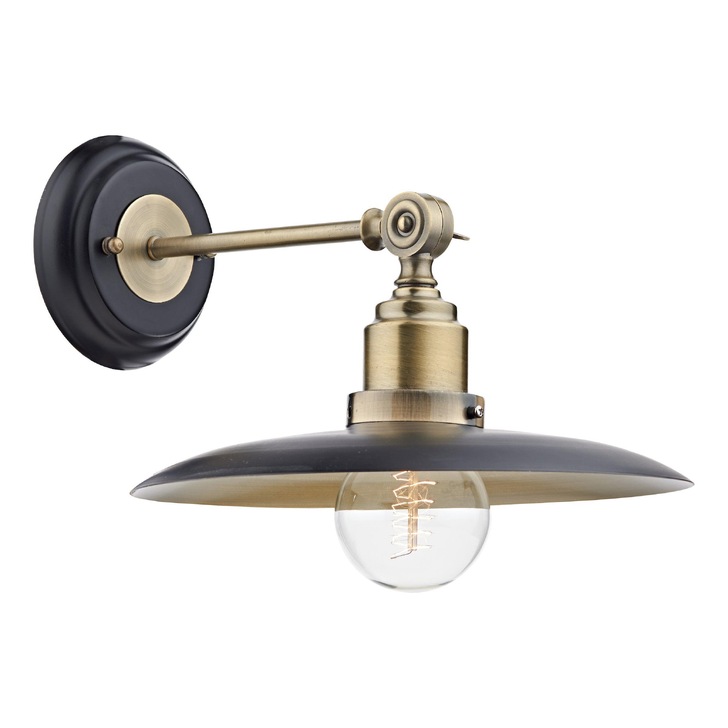 Dar Hannover HAN0754 Black & Antique Brass Finish Single Wall Light