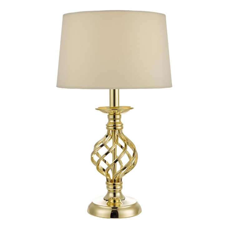 Dar Iffley IFF4135 Gold Twist Touch Table Lamp Complete With Cream Faux Silk Shade