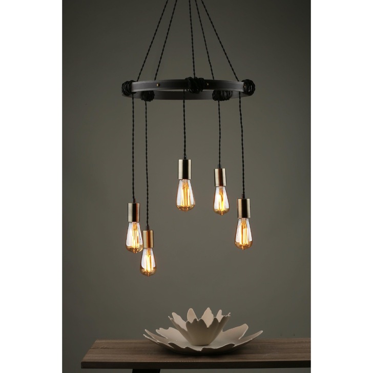 Dar Ivan IVA0531 Aged Brass & Matt Brown Finish 5 Light Pendant