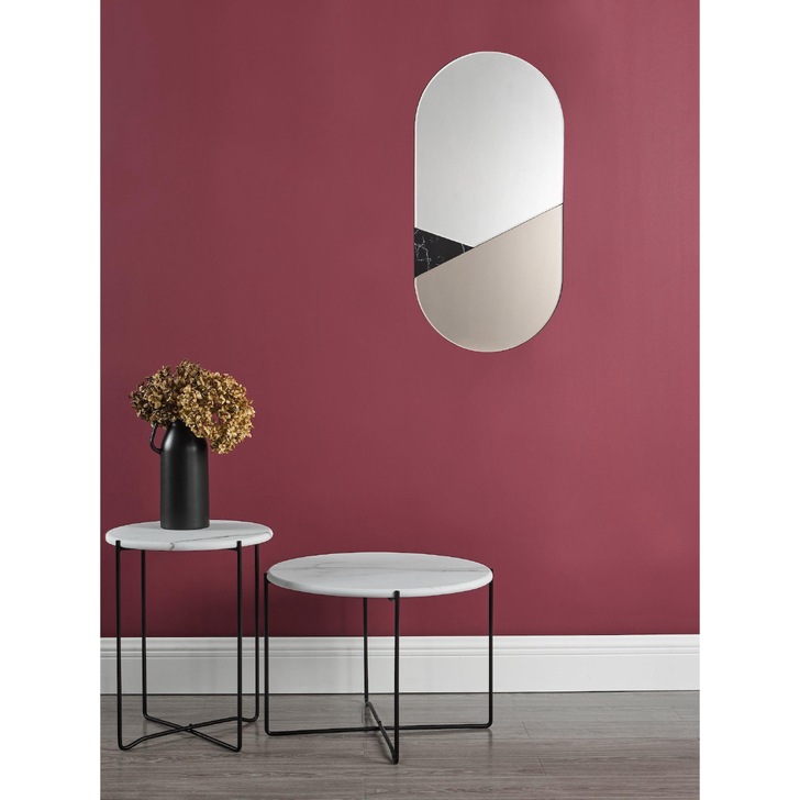 Dar Jalisa Rose Gold & Black Oval Mirror