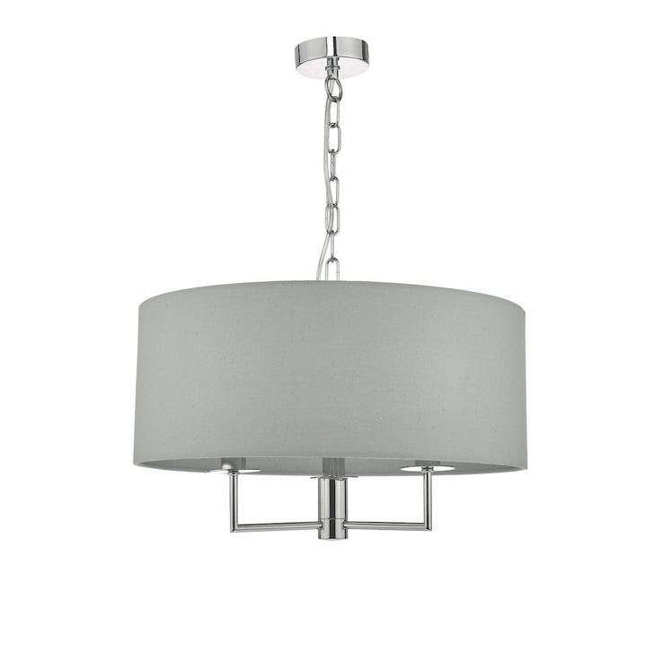 Dar Jamelia JAM0339 3 Light Pendant In Polished Chrome Finish Complete With Grey Shade