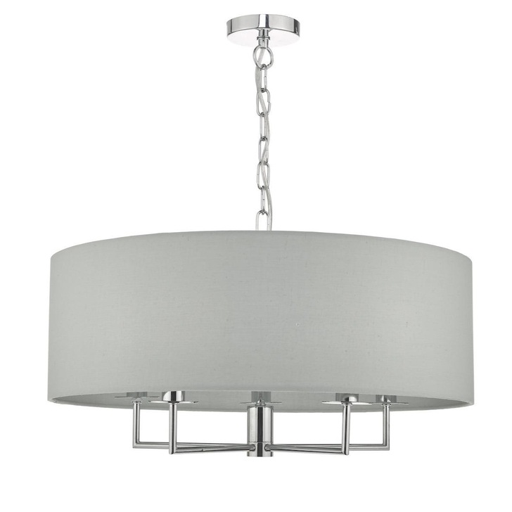 Dar Jamelia JAM0539 5 Light Pendant In Polished Chrome Finish Complete With Grey Shade