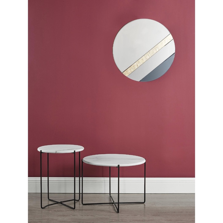 Dar Jelena Smoked & Gold Leaf Round Mirror