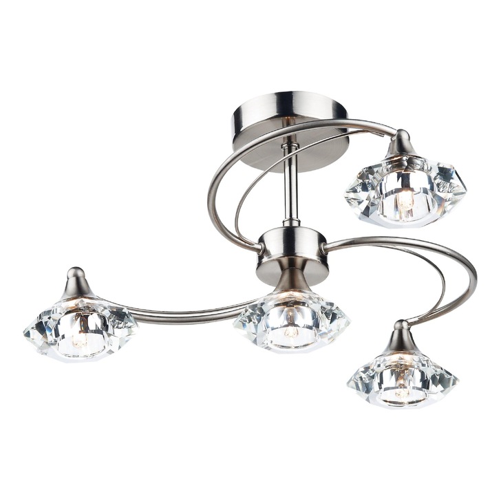 Dar Luther LUT0446 Satin Chrome 4 Light Semi Flush Ceiling Light