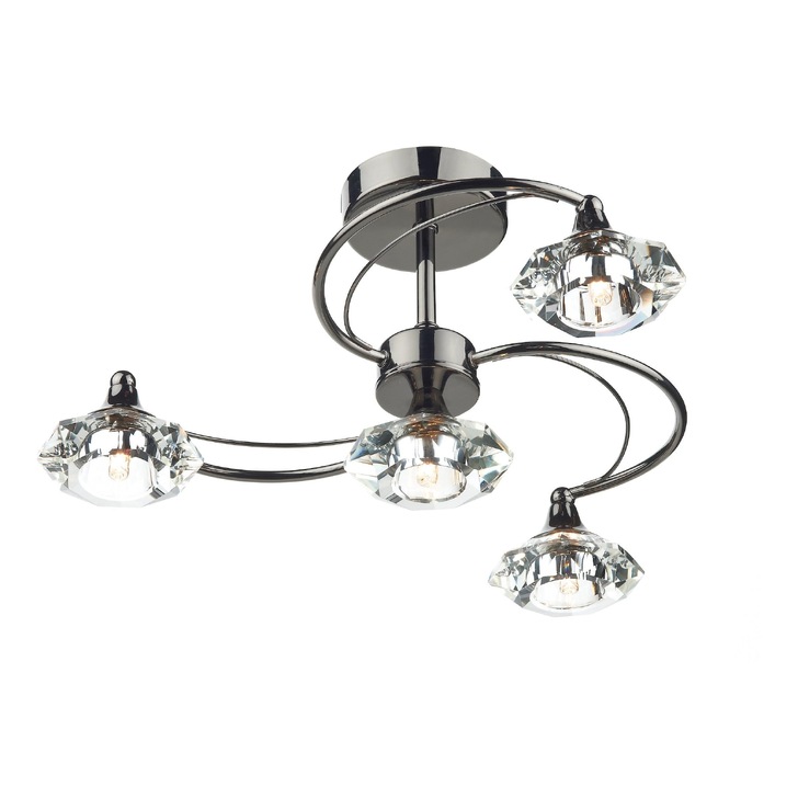 Dar Luther LUT0467 Black Chrome 4 Light Semi Flush Ceiling Light