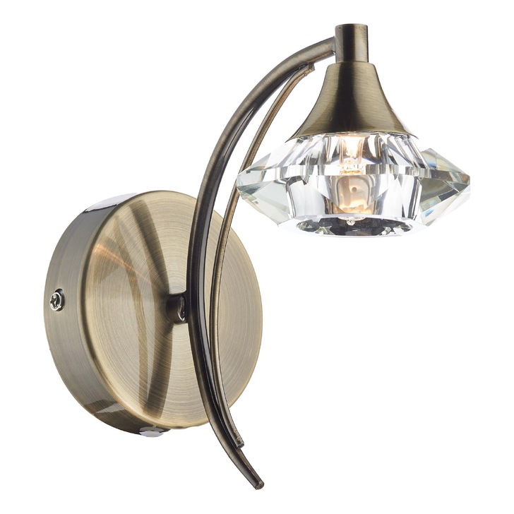 Dar Luther LUT0775 Antique Brass Single Wall Light