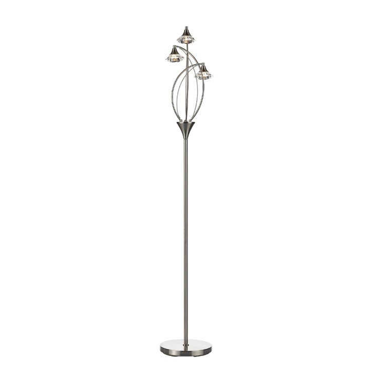 Dar Luther LUT4946 Satin Chrome 3 Light Floor Lamp