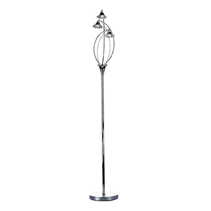 Dar Luther LUT4950 Polished Chrome 3 Light Floor Lamp