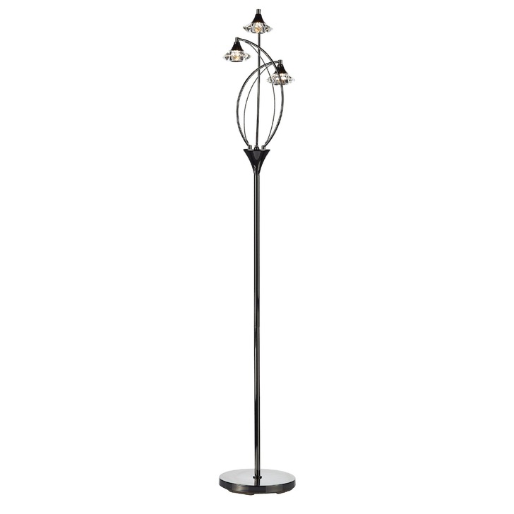 Dar Luther LUT4967 Black Chrome 3 Light Floor Lamp