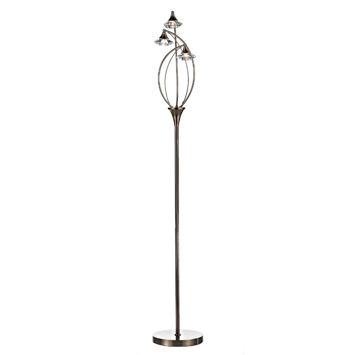 Dar Luther LUT4975 Antique Brass 3 Light Floor Lamp