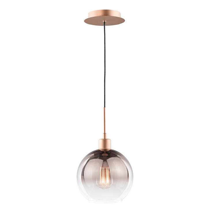 Dar Lycia Satin Bronze Finish 1 Light Pendant Light Complete With Bronze To Clear Ombre Glass Shade
