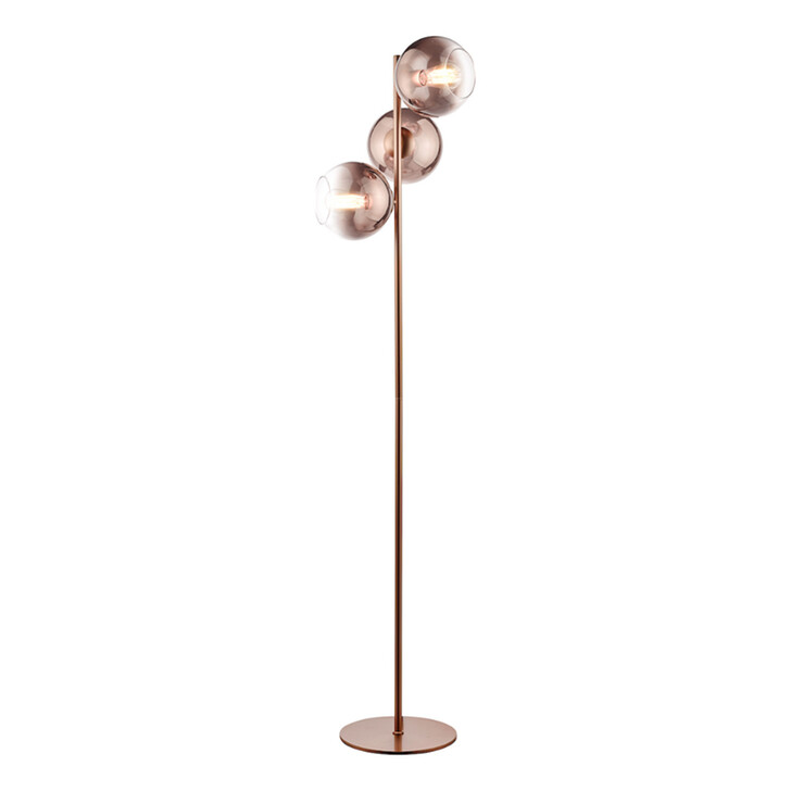 Dar Lycia Satin Bronze Finish Floor Lamp Complete With Bronze To Clear Ombre Glass Shade - Switched
