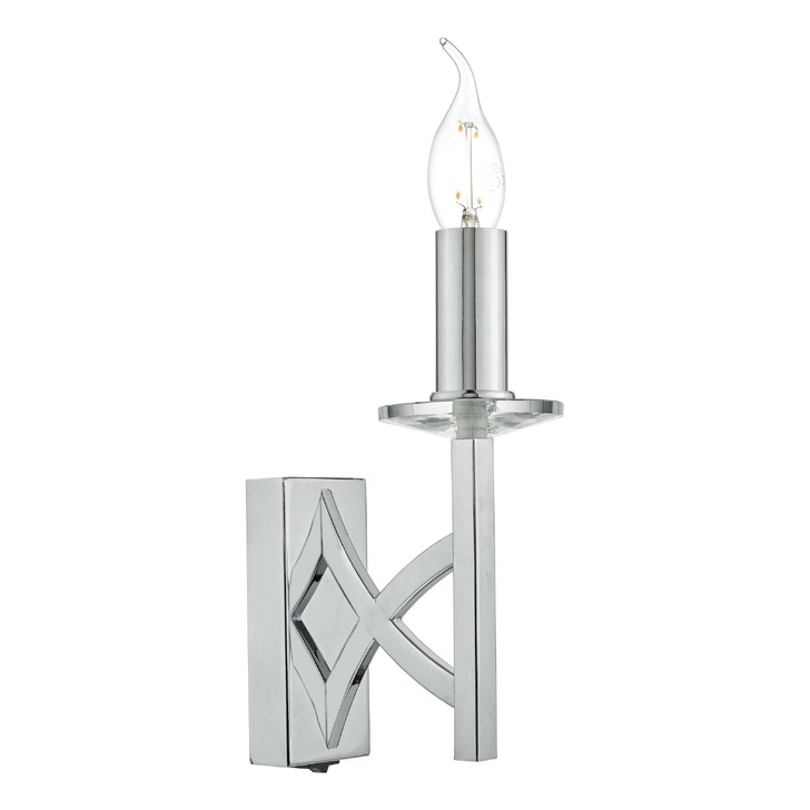 Dar Lyon LYO0750 Polished Chrome Finish Single Crystal Wall Light