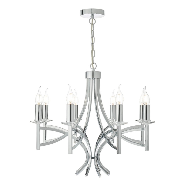 Dar Lyon LYO0850 Polished Chrome Finish 8 Light Crystal Chandelier