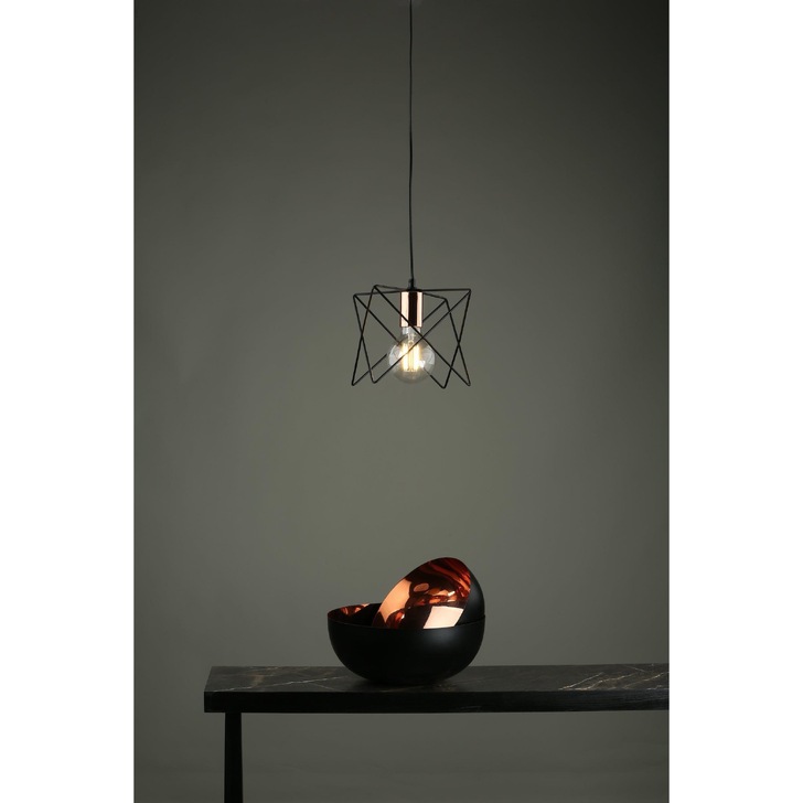 Dar Midi MID0122 Matt Black & Polished Copper Single Pendant