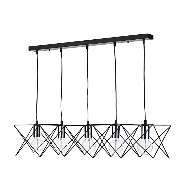 Dar Midi MID0550 Matt Black & Polished Chrome 5 Light Bar Pendant