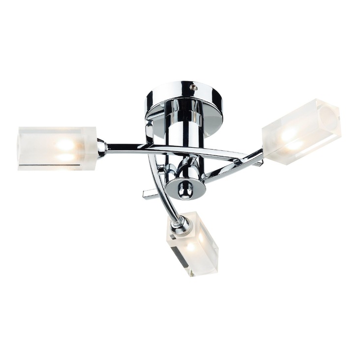 Dar Morgan MOR0350 Polished Chrome 3 Light Semi Flush Ceiling Light