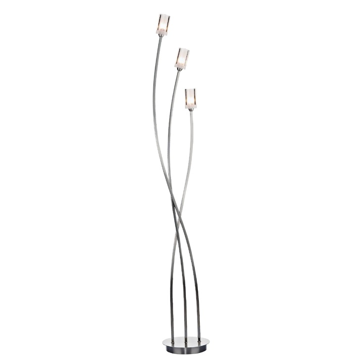 Dar Morgan MOR4946 Satin Chrome 3 Light Floor Lamp