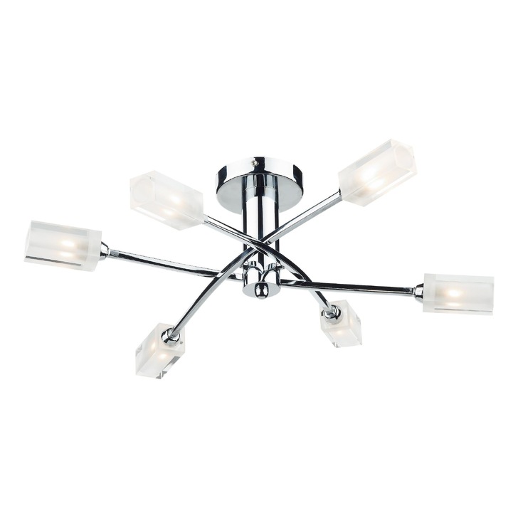 Dar Morgan MOR6450 Polished Chrome 6 Light Semi Flush Ceiling Light