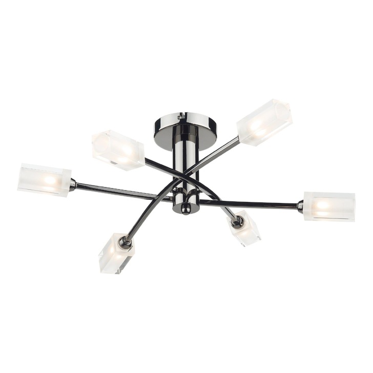 Dar Morgan MOR6467 Black Chrome 6 Light Semi Flush Ceiling Light