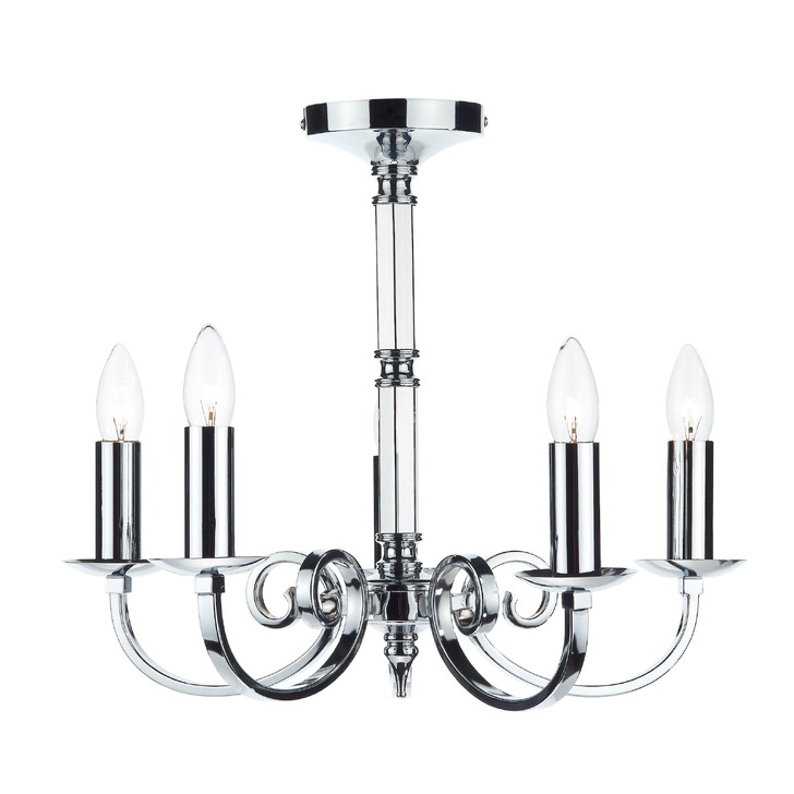 Dar Murray MUR0550 Polished Chrome Finish 5 Light Dual Mount Pendant