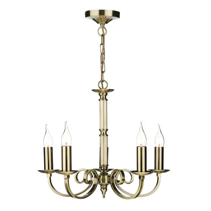 Dar Murray MUR0575 Antique Brass Finish 5 Light Dual Mount Pendant