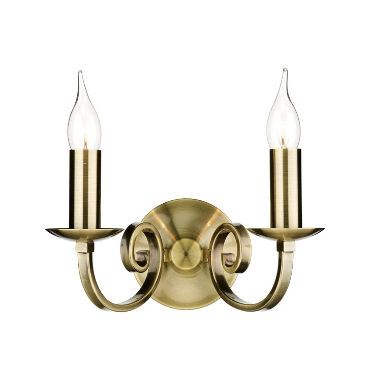 Dar Murray MUR0975 Antique Brass Finish Double Wall Light