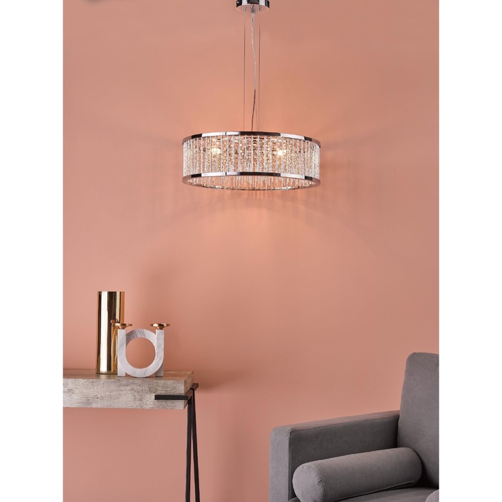 Dar Nantes Polished Chrome 5 Light Pendant