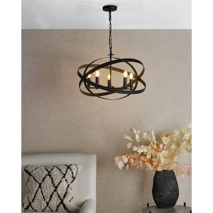 Dar Nitya 5 Light Pendant Matt Black