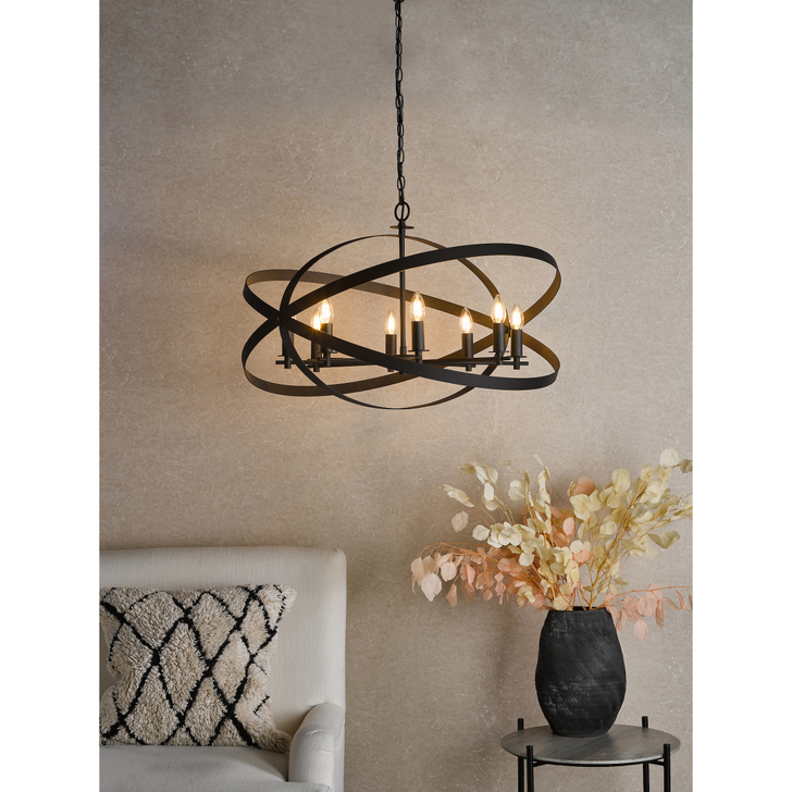 Dar Nitya 8 Light Pendant Matt Black