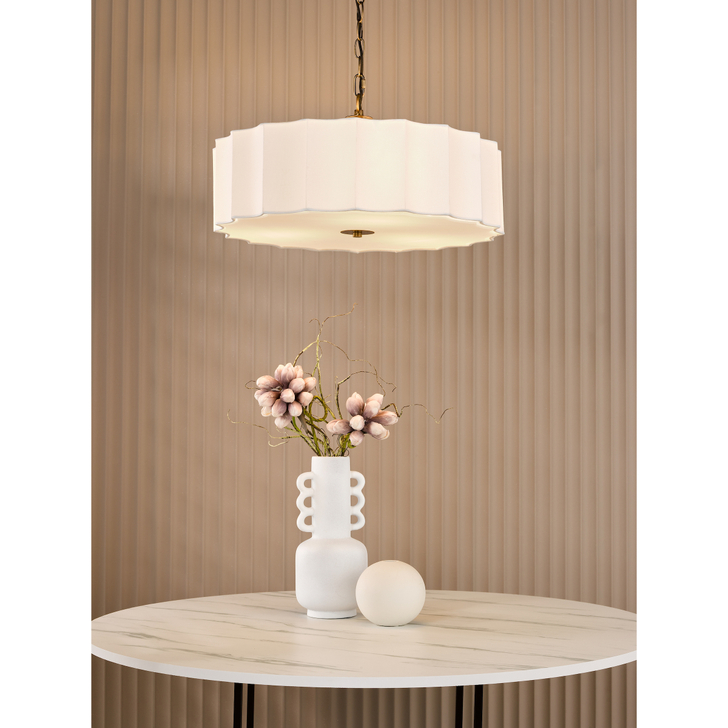 Dar Noura 3 Light Pendant Ivory and Antique Bronze