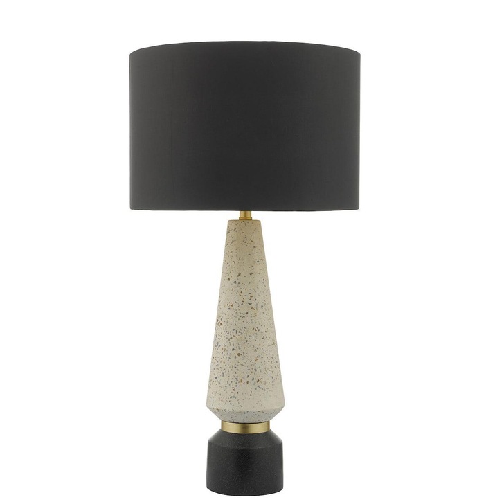 Dar Onora ONO4255 Table Lamp In Matt Stone & Matt Black Finish Complete With Black Shade