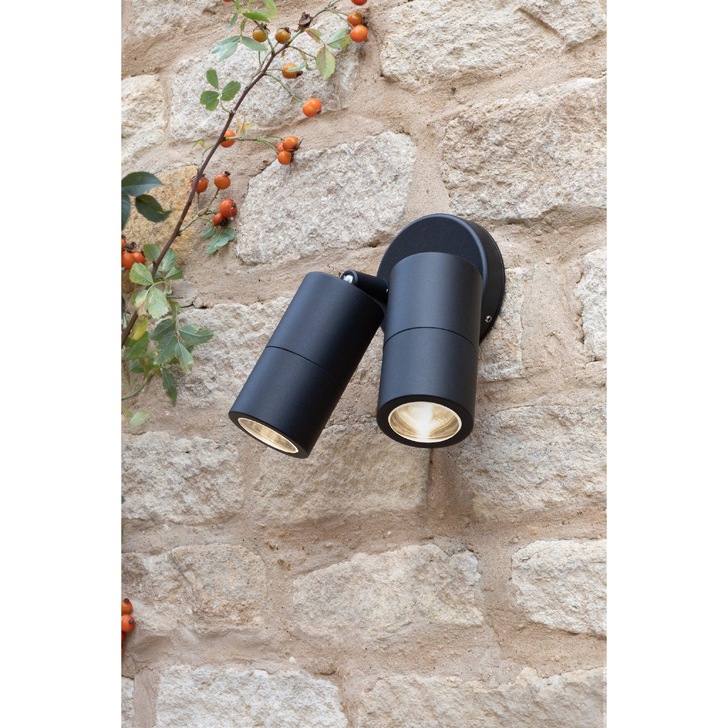 Dar Ortega ORT0922 Exterior 2 Light Wall Light In Matt Black Finish - IP65