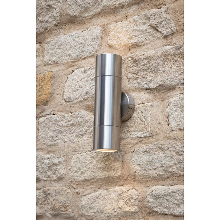 Dar Ortega ORT3268 Exterior 2 Light Wall Light In Brushed Aluminium Finish - IP65