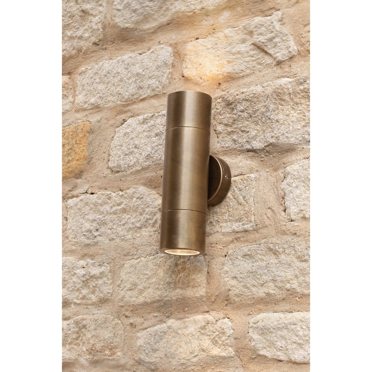 Dar Ortega ORT3275 Exterior 2 Light Wall Light In Aged Brass Finish - IP65