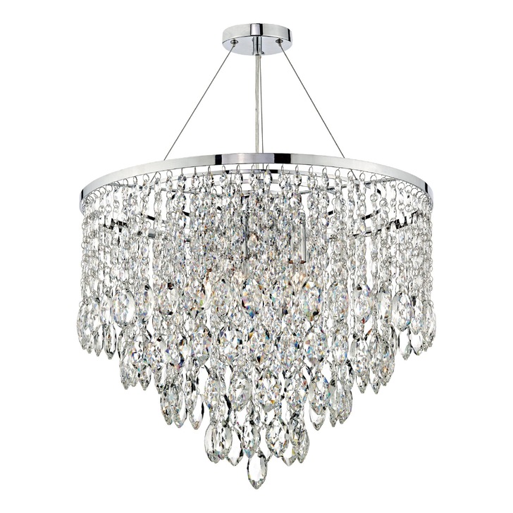 Dar Pescara PES0550 Polished Chrome Finish 5 Light Crystal Pendant