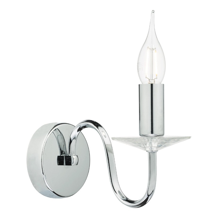 Dar Pique PIQ0750 Polished Chrome Single Crystal Wall Light