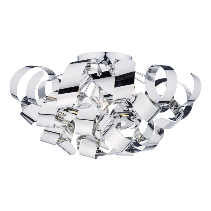 Dar Rawley RAW0555 Polished Chrome 5 Light Flush Ceiling Light