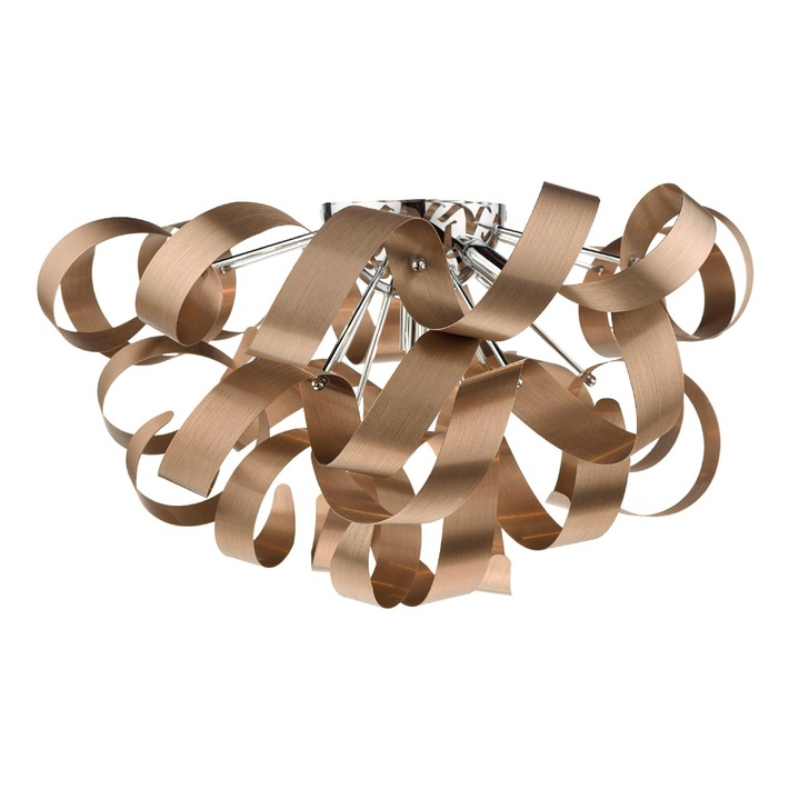 Dar Rawley RAW0564 Brushed Copper 5 Light Flush Ceiling Light