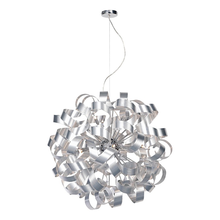 Dar Rawley RAW1250 Brushed Aluminium 12 Light Pendant