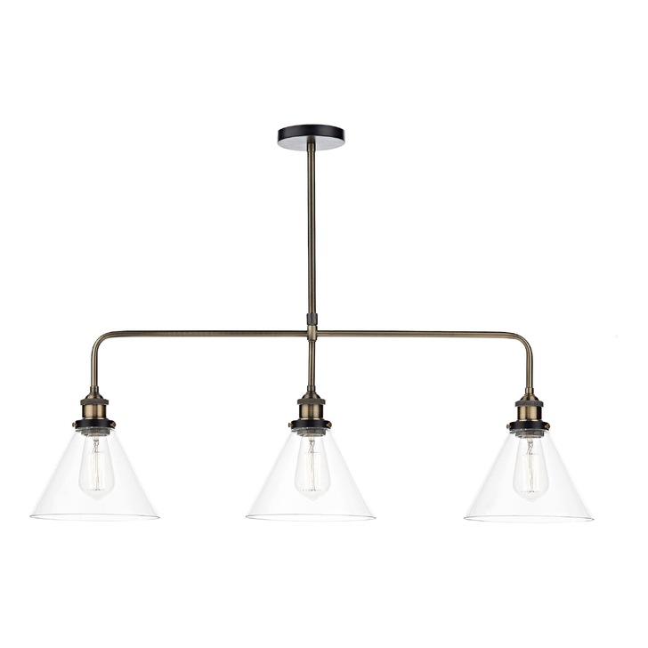 Dar Ray RAY0375 Antique Brass Finish 3 Light Bar Pendant