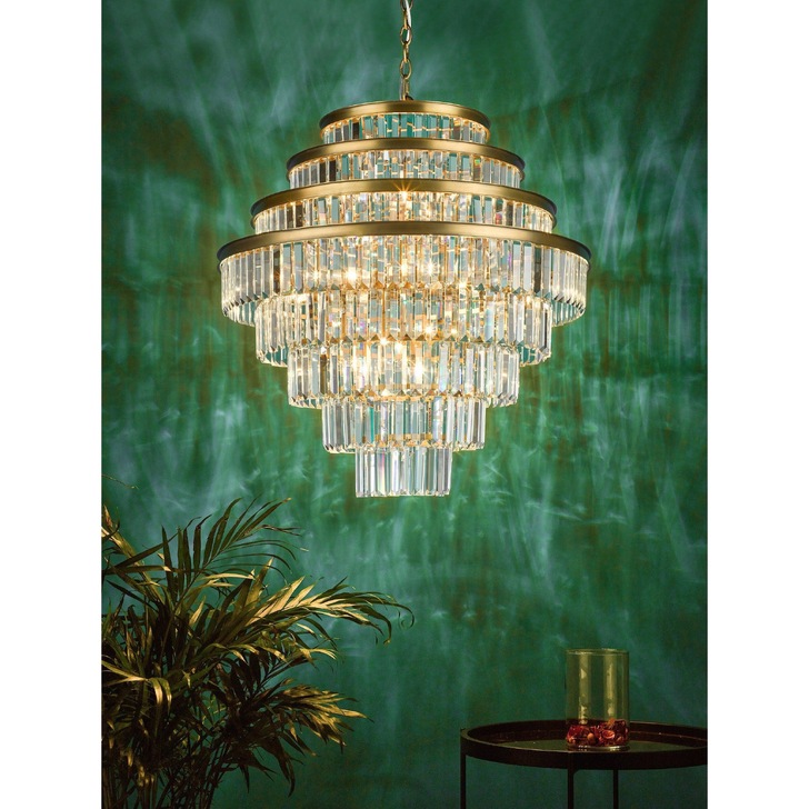 Dar Rhapsody 12 Light Bronze Crystal Chandelier