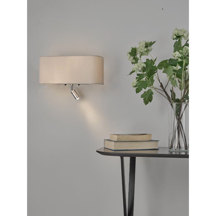 Dar Ronda 3 Light Wall Light In Ivory Complete With Led Reading Light