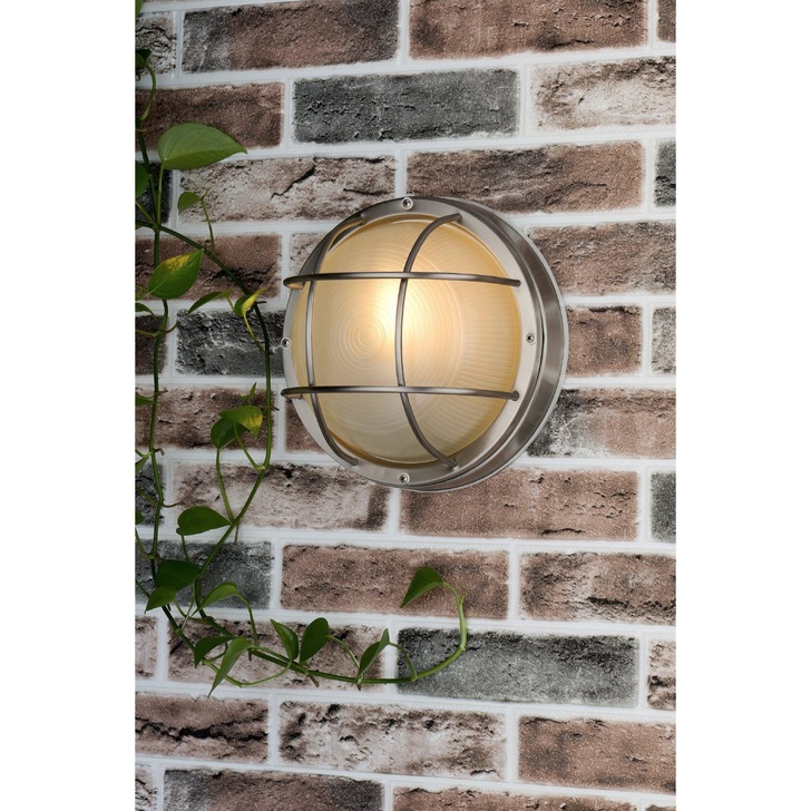 Dar Salcombe SAL5044 Stainless Steel Finish Round Exterior Wall Light - IP44