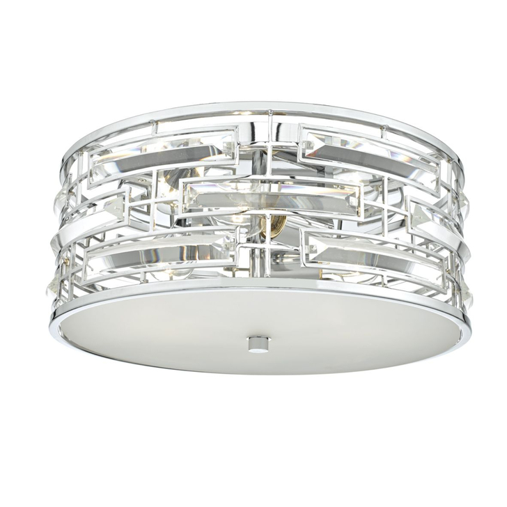 Dar Seville 3 Light Flush Ceiling Light Polished Chrome & Crystal - Ex Display