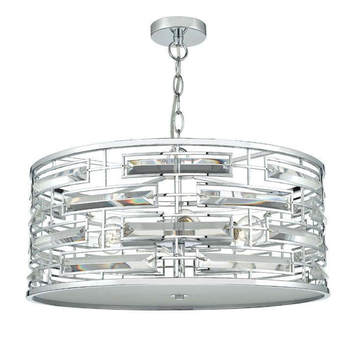 Dar Seville SEV0650 Polished Chrome 6 Light Crystal Pendant